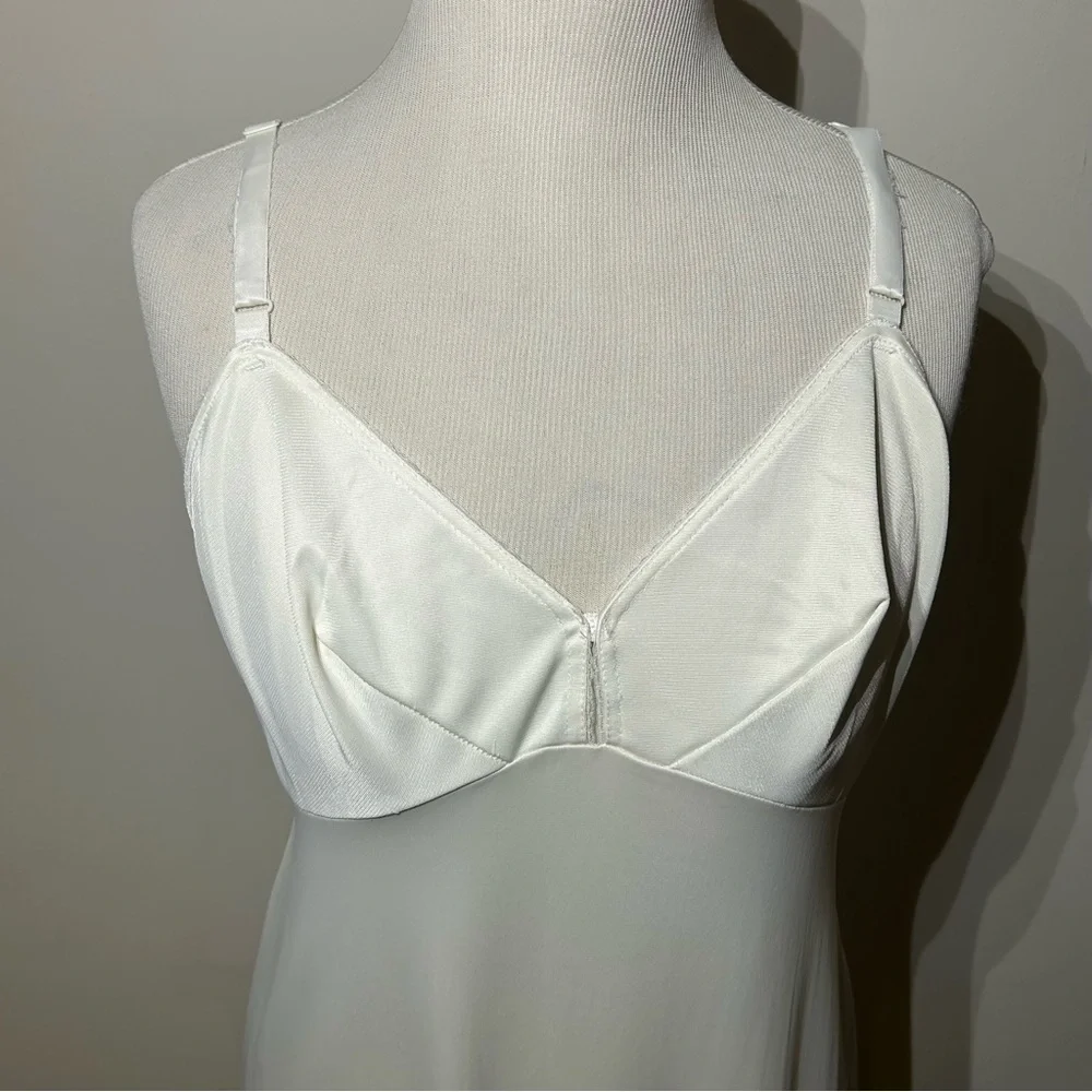 Vintage White Satin Chemise Midi Length - Picture 2 of 9
